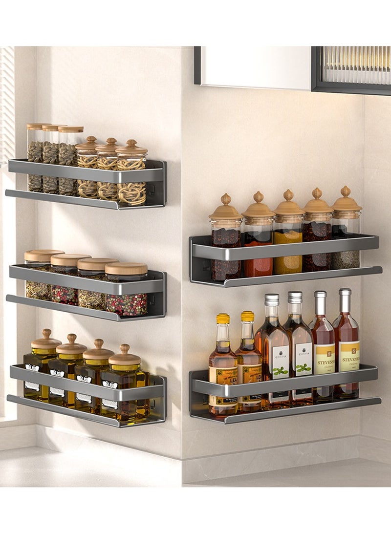 WangPangZi Wall-Mounted Spice Rack,No-Punching Required Stainless Steel Storage Shelf,Spice Jar Storage Rack for Kitchen,Shelves for Bathroom 50cm Grey - Image 1