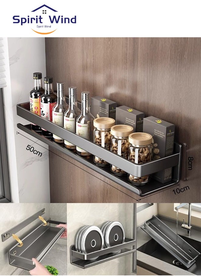 New Adhesive Wall-Mounted Seasoning Rack No Punching Required Stainless Steel Storage Shelves Wall Spice Jar Storage Rack Kitchen Shelves For Kitchen And Bathroom 50cm Grey - pzsku/Z661CD92B31266CB55A5CZ/45/_/1732779304/c334375f-5aa1-4558-b07d-9eb18d69bccc