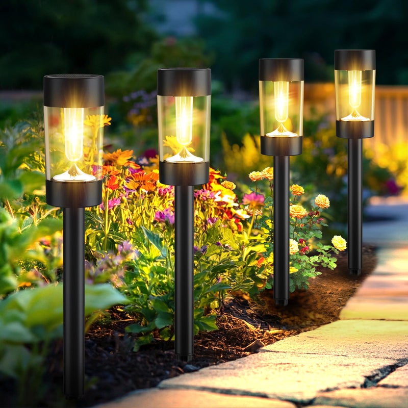 Eyrosa Solar Lights Outdoor 12 Pack Waterproof Solar Landscape Lighting for Pathway Garden Yard Path Walkway Driveway Lawn Patio Outside Decor Warm White - Image 2