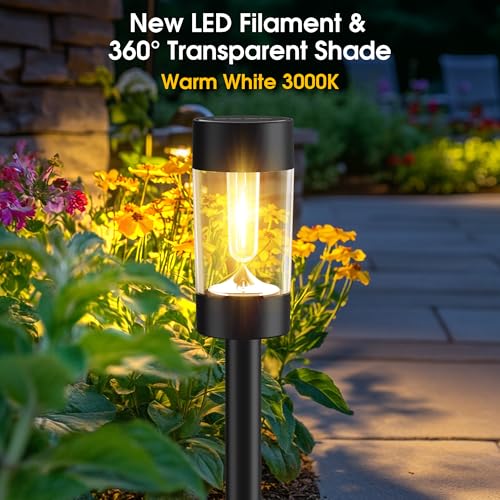 Eyrosa Solar Lights Outdoor 12 Pack Waterproof Solar Landscape Lighting for Pathway Garden Yard Path Walkway Driveway Lawn Patio Outside Decor Warm White - Image 3