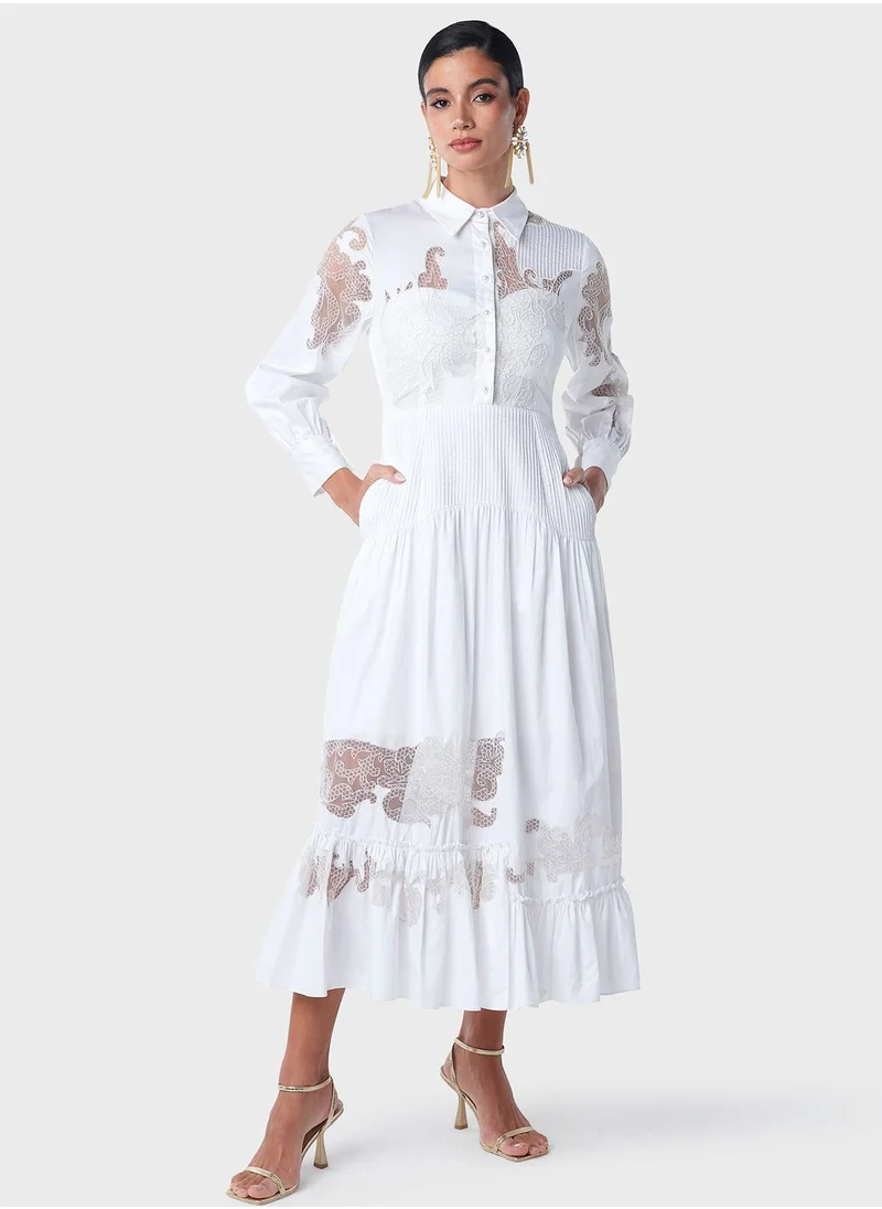 Threadz by Ajooni Uneven Lace Patch Tier Dress