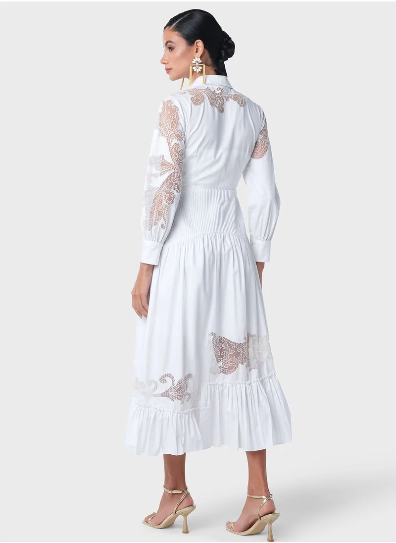 Threadz by Ajooni Uneven Lace Patch Tier Dress