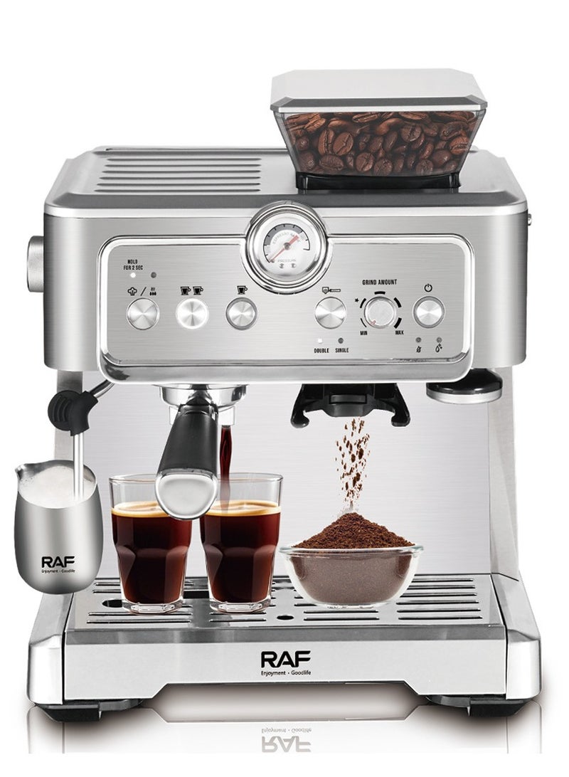 RAF 1350W Coffee Machine – Automatic Espresso Maker with Grinder, Twin Brewing Cycle, Milk Frother & 2.3L Capacity - Image 3