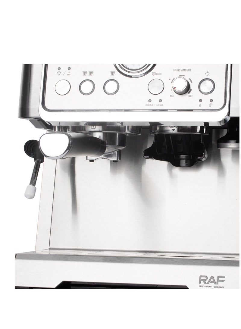 RAF 1350W Coffee Machine – Automatic Espresso Maker with Grinder, Twin Brewing Cycle, Milk Frother & 2.3L Capacity - Image 4