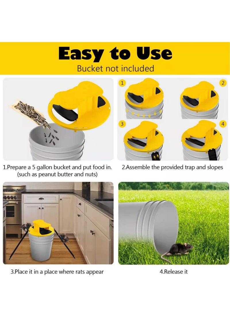 Excefore - Mouse Trap Bucket, Flip and Slide Bucket Lid Mouse Trap, Humane or Lethal, Humane Trap Door Style, Multi Catch, Auto Reset, Indoor Outdoor, No See Kill, Compatible 5 Gallon(18.9 Litres) Bucket - Image 1
