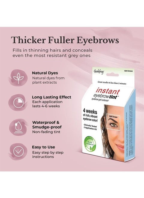 Instant Eyebrow Color, Dark Brown, .18 ounces, 12-weeks of long lasting brow color, 3-applications per kit