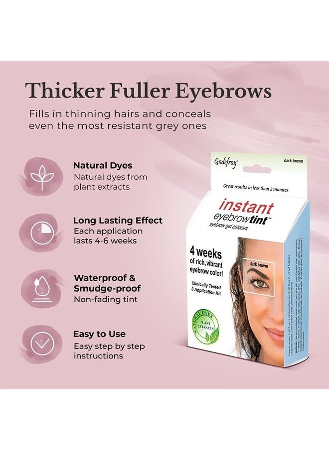 Godefroy - Instant Eyebrow Color, Dark Brown, .18 ounces, 12-weeks of long lasting brow color, 3-applications per kit - Image 1