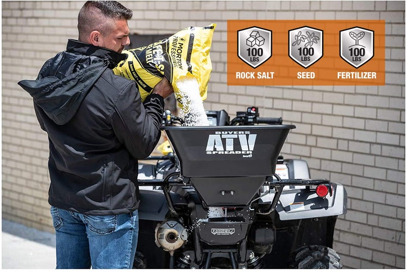Buyers Products Company Buyers Products ATVS100 ATV Broadcast Spreader with Rain Cover, 100 lb Capacity, Rear Rack Mount, Poly Hopper, 12V Motor, for Seed, Fertilizer, Salt & Feed, All Season Use, ATV Accessories & Lawn Care - Image 3