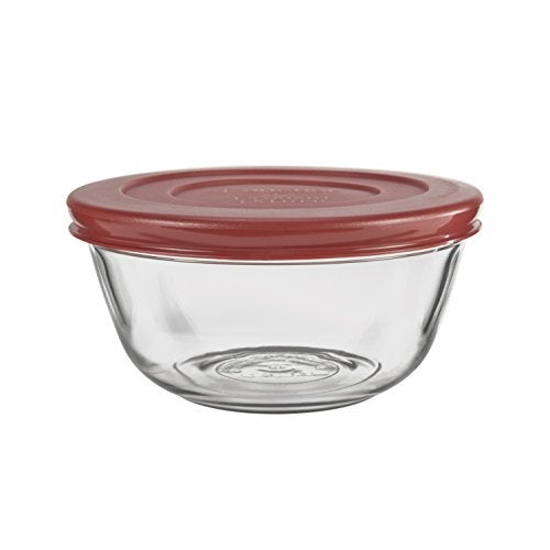 Anchor Hocking Glass Mixing Bowls with Lids Cherry 15 Quart Set of 2