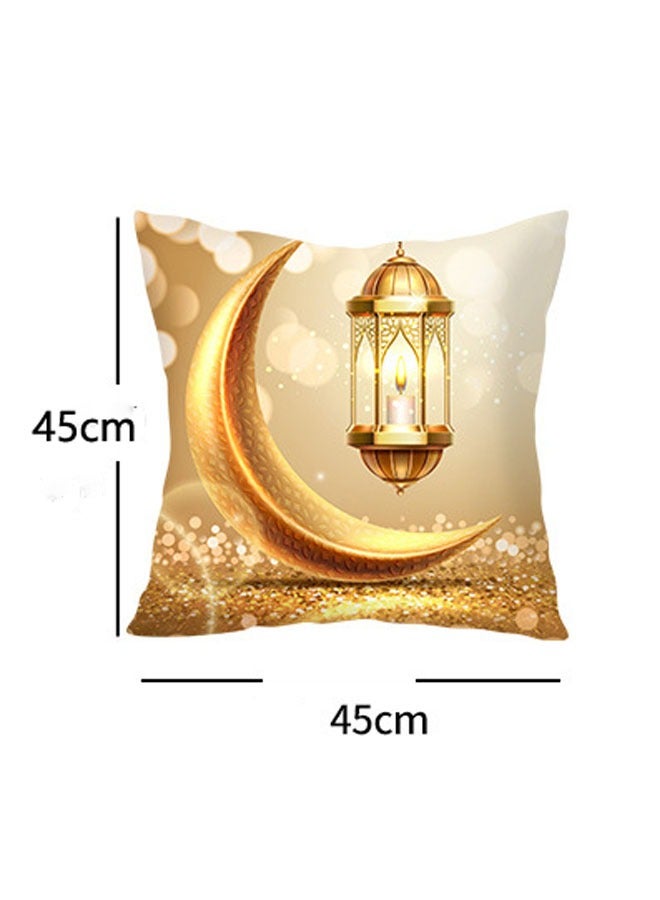 Eid Mubarak Decorations: Eid Pillow Case Holiday Decoration - Short Plush Moon Print PillowCase for Living Room Sofa  - Image 4