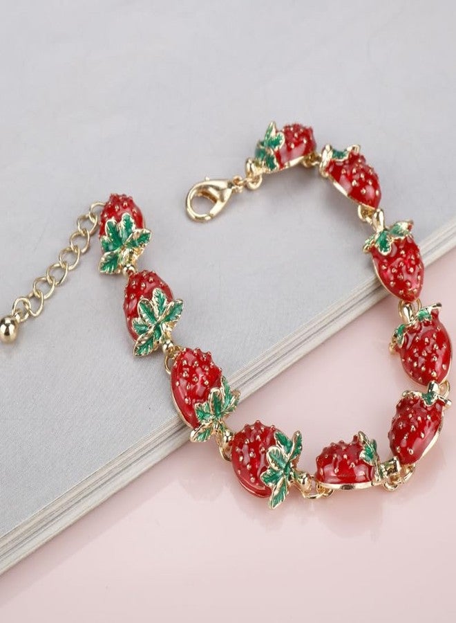 DS charm bracelets exquisite cute cartoon Imitation Pearl friendship bracelets with birthday Gift box Adjustable Love Jewelry suitable for woman (Red Strawberry) - Image 3