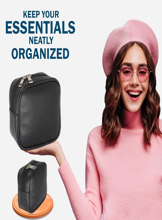 atorakushon Cosmetics Pouch Makeup Pouch Vanity Case Jewellery Pouch Case for Women & Girls Travel Organiser Ring Earring Pouch Bridal Gift Black Pack of 2 - Image 5