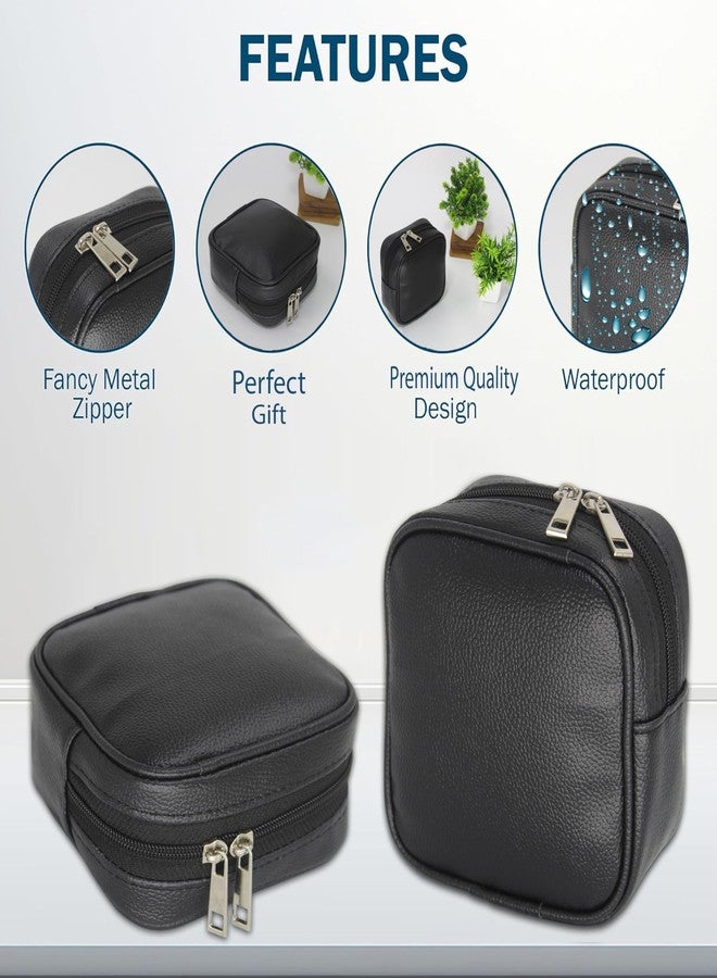 atorakushon Cosmetics Pouch Makeup Pouch Vanity Case Jewellery Pouch Case for Women & Girls Travel Organiser Ring Earring Pouch Bridal Gift Black Pack of 2 - Image 2