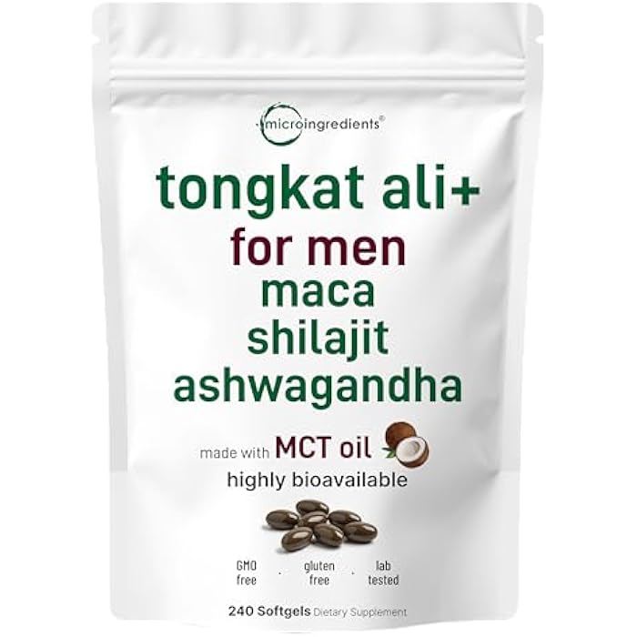 Micro Ingredients Tongkat Ali+ for Men with Maca, Shilajit, & Ashwagandha | 240 Softgels with MCT Oil for Better Absorption | Max Strength Eurycoma Longifolia Extract (Longjack) | Non-GMO, Gluten Free - Image 1