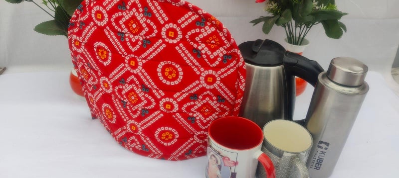 Malan Bai Mandala Tea Cozy Cover Hand Block Winter Tea Kettle Warmer Pot Cover Hot Coffee Cover Tea Coster Handamde Kitchen Décor Brand: Malan Bai (Pattern 3) - Image 1