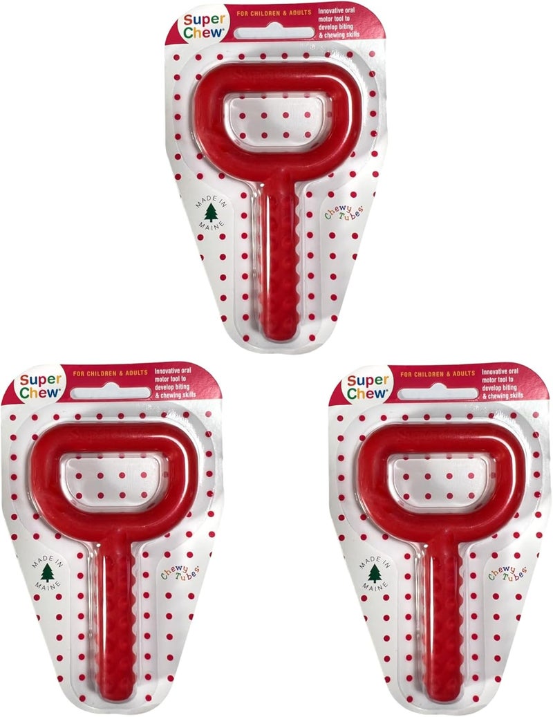 Chewy Tubes Red Knobby Super Chew - Set of 3 Oral Motor Tools for Biting and Chewing Skills - Image 1