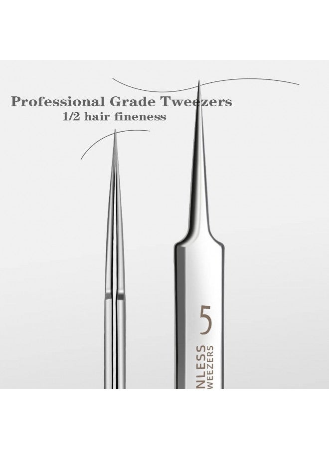BLAAROOM Professional Facial Blackhead Remover Tweezers,3Pcs Precision Pimple Popper Tool Kit for Whitehead Ance Blemishs Comedones Stainless Steel Makeup Tool - Matte - Image 3