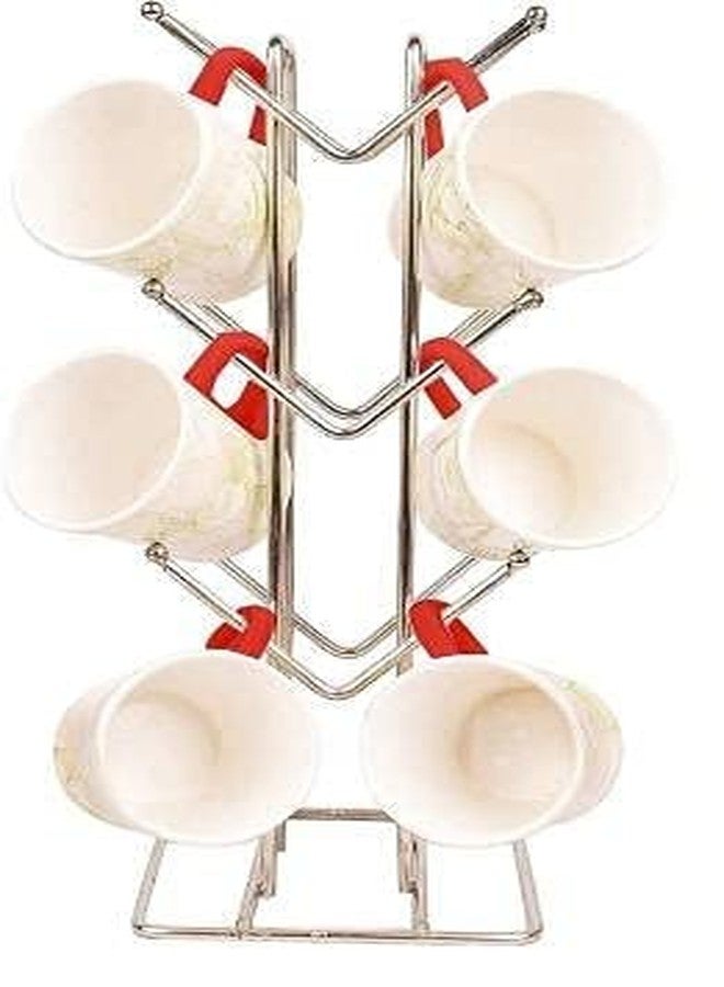 TechSrmaji Stainless Steel Cup stand for kitchen with 12 Hooks V Shape Coffee Cup Holder for Kitchen, Dining table cup stand, Kitchen Rack Storage Coffee Cup Holder (Pack of 1) - Image 3