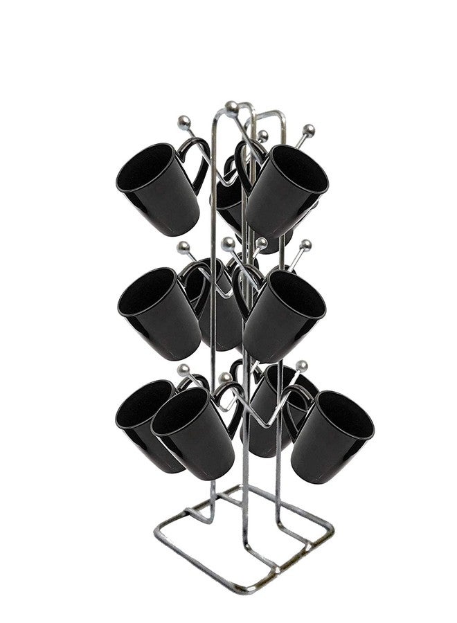 TechSrmaji Stainless Steel Cup stand for kitchen with 12 Hooks V Shape Coffee Cup Holder for Kitchen, Dining table cup stand, Kitchen Rack Storage Coffee Cup Holder (Pack of 1) - Image 1