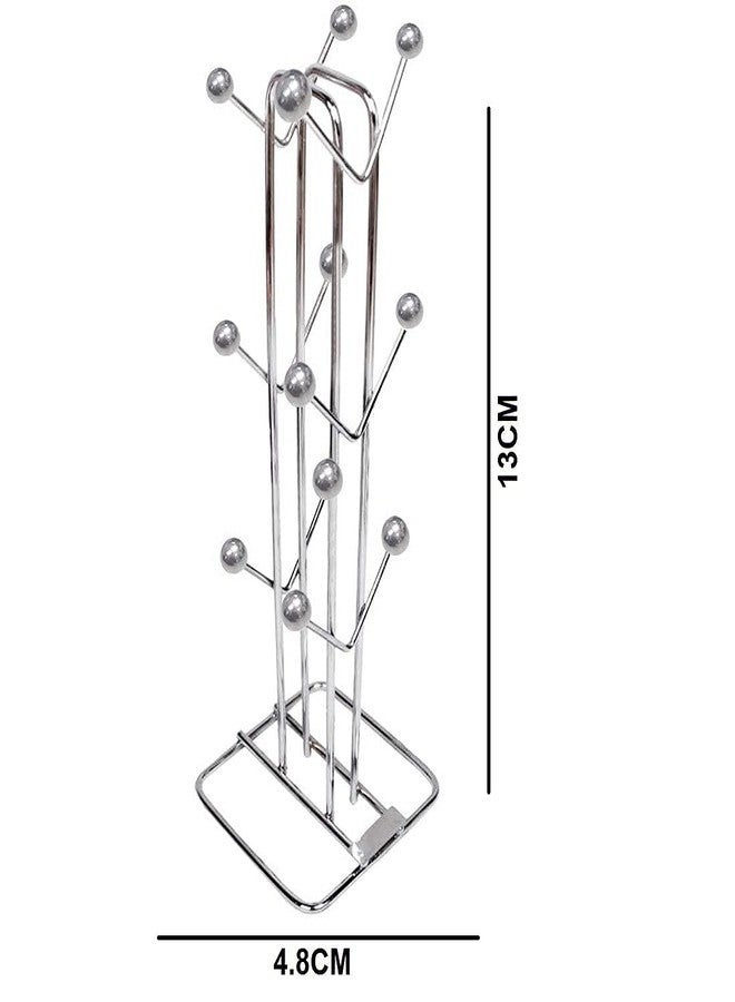 TechSrmaji Stainless Steel Cup stand for kitchen with 12 Hooks V Shape Coffee Cup Holder for Kitchen, Dining table cup stand, Kitchen Rack Storage Coffee Cup Holder (Pack of 1) - Image 4