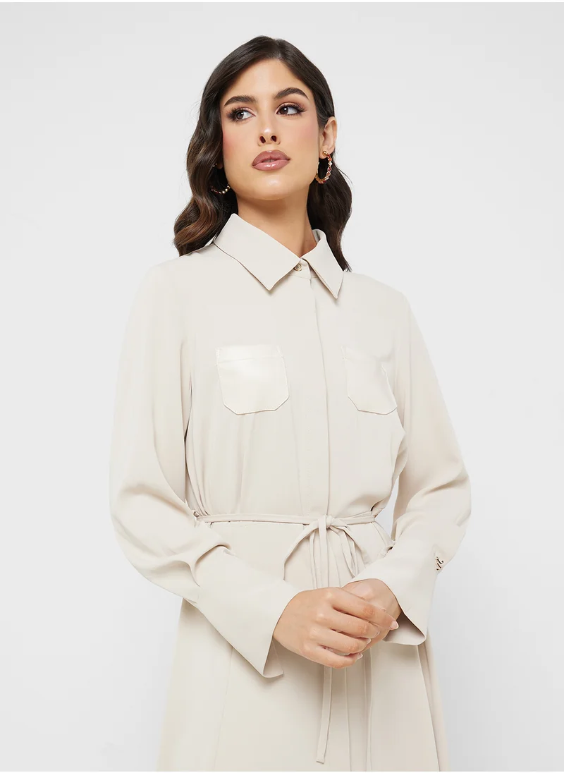 جوفونا لندن Collared Neck Tie Detailed Dress