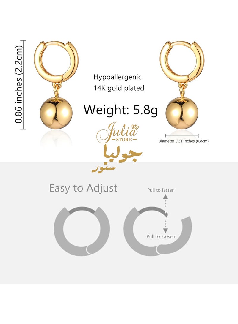 جوليا ستور أقراط من الفولاذ المقاوم للصدأ مطلية بالذهب عيار 18 قيراط، أقراط متدلية أنيقة فاخرة ورقيقة للغاية وخرز على شكل كرة متدلية هدية للنساء والفتيات من متجر جوليا - Image 2
