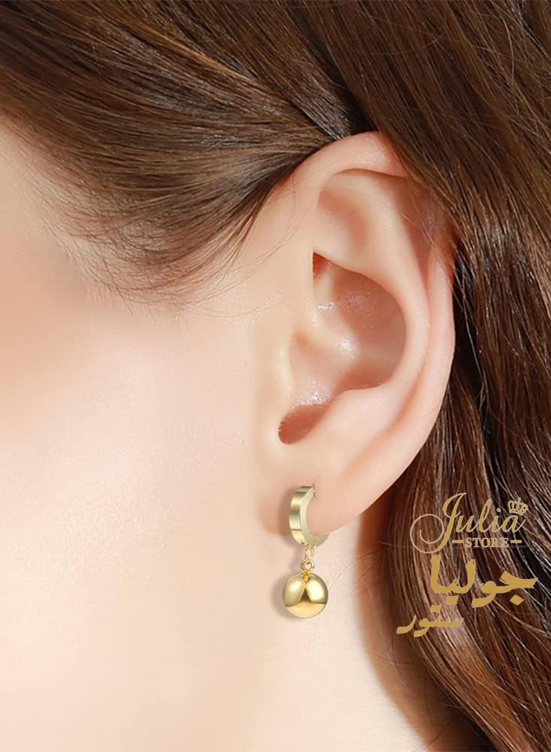 جوليا ستور أقراط من الفولاذ المقاوم للصدأ مطلية بالذهب عيار 18 قيراط، أقراط متدلية أنيقة فاخرة ورقيقة للغاية وخرز على شكل كرة متدلية هدية للنساء والفتيات من متجر جوليا - Image 3
