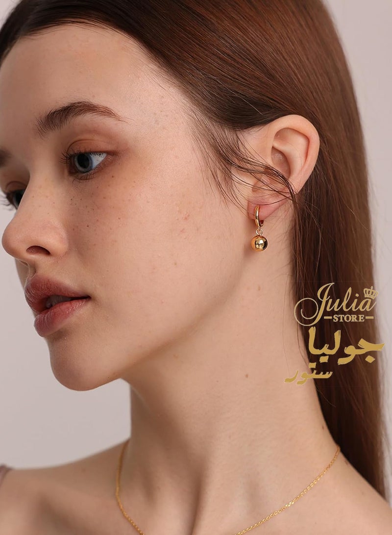 جوليا ستور أقراط من الفولاذ المقاوم للصدأ مطلية بالذهب عيار 18 قيراط، أقراط متدلية أنيقة فاخرة ورقيقة للغاية وخرز على شكل كرة متدلية هدية للنساء والفتيات من متجر جوليا - Image 4