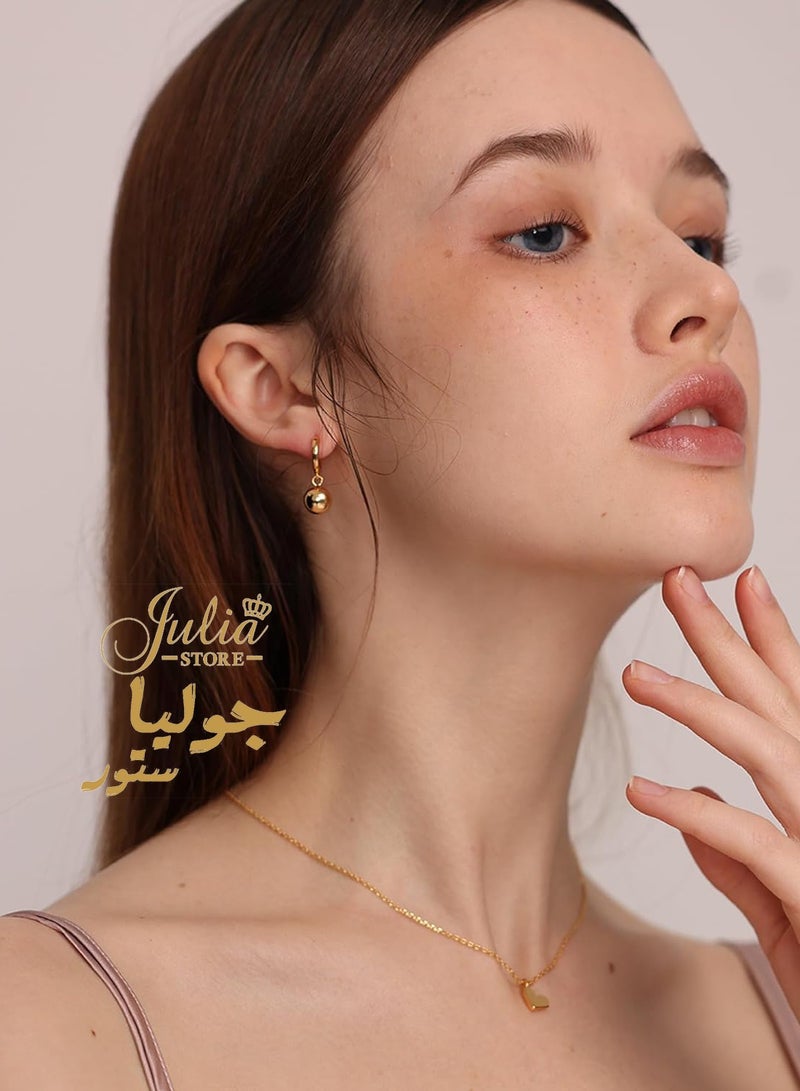 جوليا ستور أقراط من الفولاذ المقاوم للصدأ مطلية بالذهب عيار 18 قيراط، أقراط متدلية أنيقة فاخرة ورقيقة للغاية وخرز على شكل كرة متدلية هدية للنساء والفتيات من متجر جوليا - Image 5