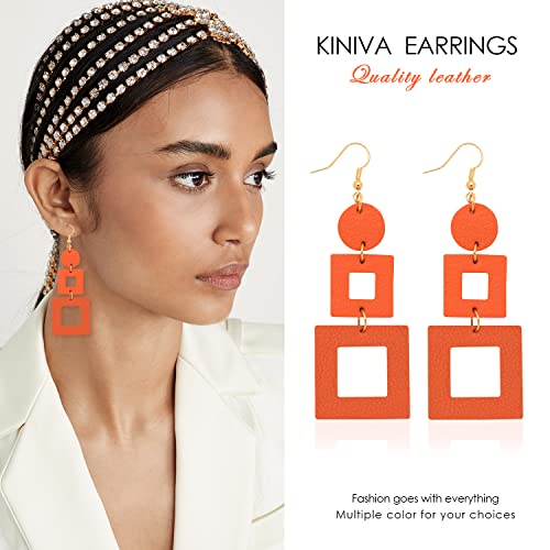 KINIVA Big Dangle Earrings for Women Trendy, Lightweight Boho Earrings Drop, Fashion Gifts for Christmas (38 Orange) - Image 3