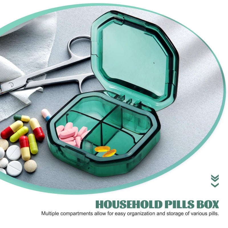 Portable 4 Compartment Pill Organizer Box With Lid For Travel And Daily Use - Image 4