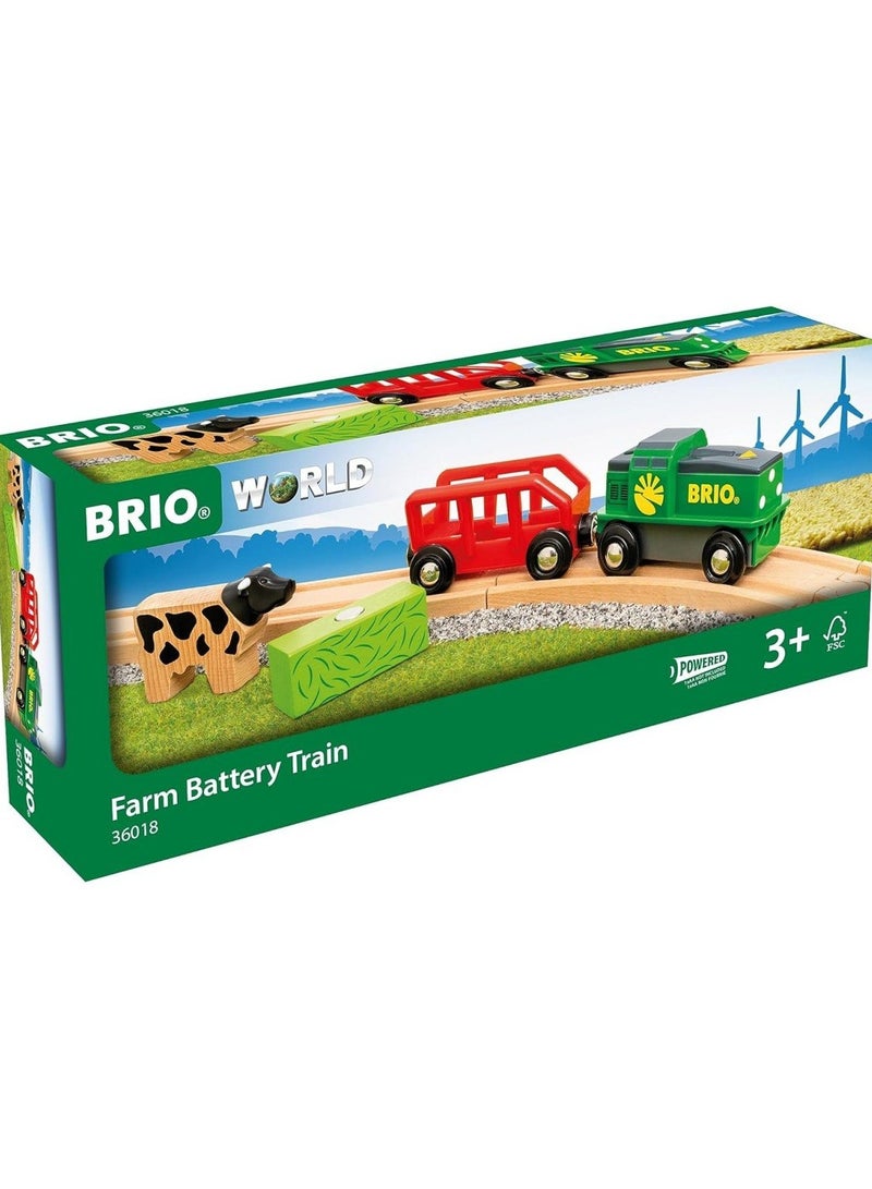 BRIO 36018 Farm Train with Magnetic Wagon and Wooden Cow – Children from 3 Years, Toy from 3 Years | 36018-B - Image 1
