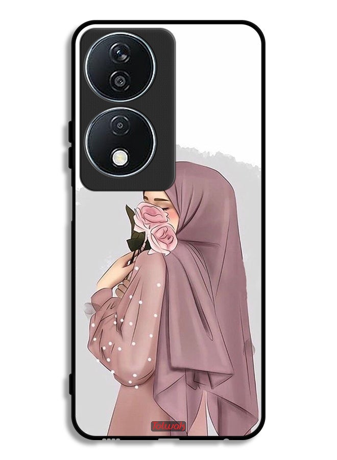 Tolwak غطاء حماية لهاتف Honor X7b 5G عليه صورة فتاة تحمل الورود - Image 1
