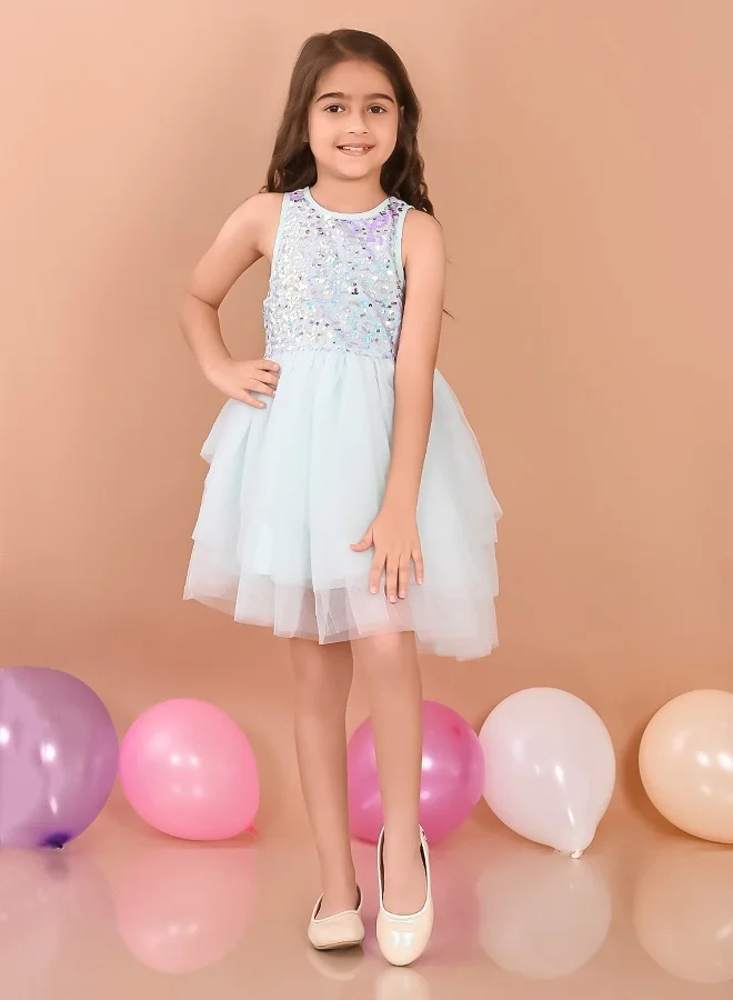 ليل بيكس فستان سهرة تول بالترتر