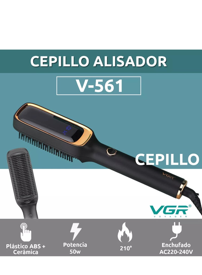 VGR Professional Electric Hair Straightener Brush V-561 , Rapid Heating Technology, Temperatures up to 410°F (210°C) to suit all hair types, Digital Display, Practical and Safe Design with a Burn-Resistant Surface and Comfortable Handle, 360-degree Rotating Cable for Easy Use black - Image 2