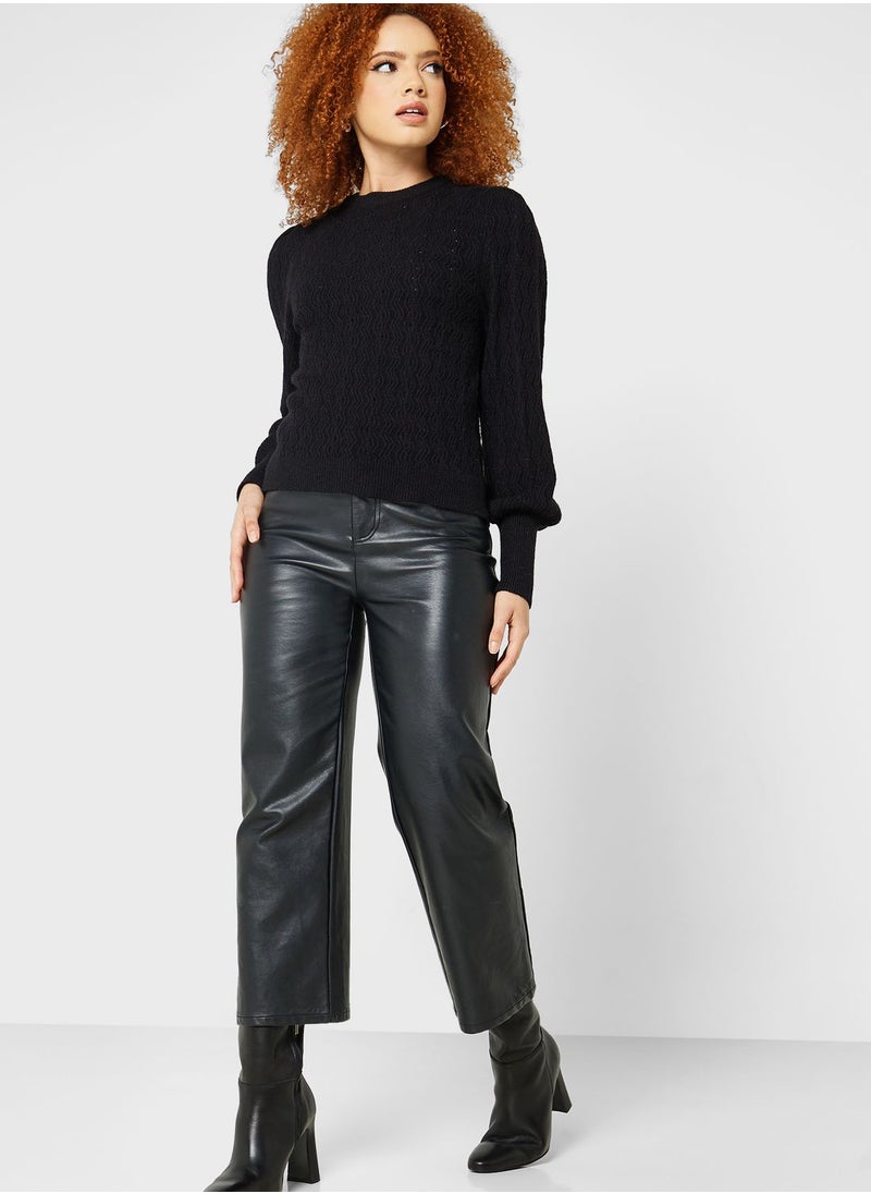 ONLY - Puff Sleeve Crew Neck Sweater - Image 1