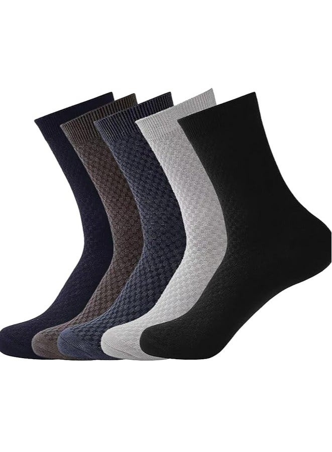 PLUSOX Bamboo Socks (5-Pack), Comfortable, Soft and Breathable Men's and Women's Dress Socks, Bamboo Sweat-Absorbent and Deodorant Four Seasons Comfortable Casual Men's Leather Shoes and Socks - Image 1