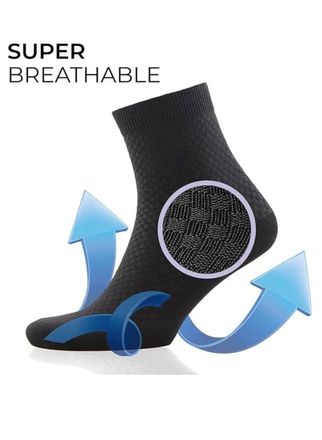 PLUSOX Bamboo Socks (5-Pack), Comfortable, Soft and Breathable Men's and Women's Dress Socks, Bamboo Sweat-Absorbent and Deodorant Four Seasons Comfortable Casual Men's Leather Shoes and Socks - Image 2