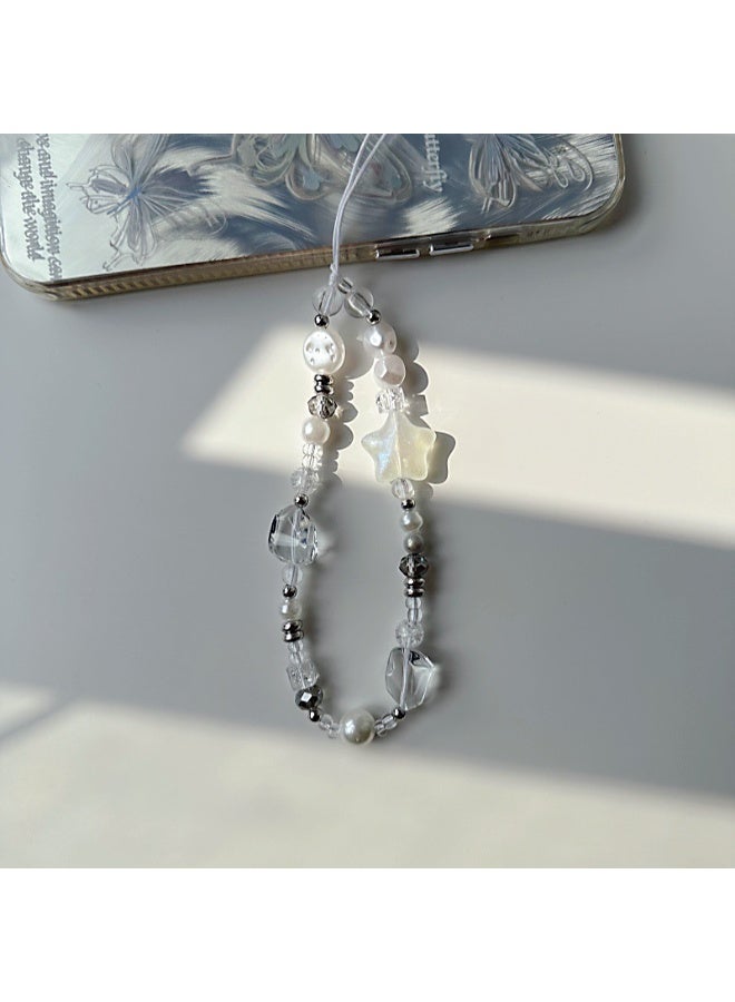 NIBEMINENT Beaded Phone Lanyard, Anti Lost Removable Wrist Strap，Alien Pearl Bracelet Pendant, Phone Keychain Lanyard