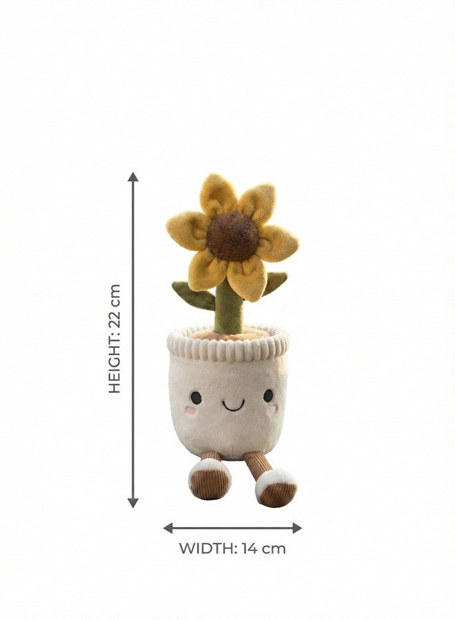 TeraaBliss Cute Plush Plant Toy with Smiling Face & Dangling Legs - Soft Stuffed Figure for Kids, Room Decor Gift (Yellow Sunflower) - Image 3