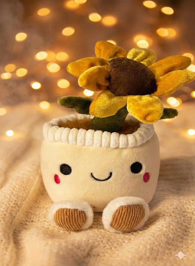 TeraaBliss Cute Plush Plant Toy with Smiling Face & Dangling Legs - Soft Stuffed Figure for Kids, Room Decor Gift (Yellow Sunflower) - Image 5