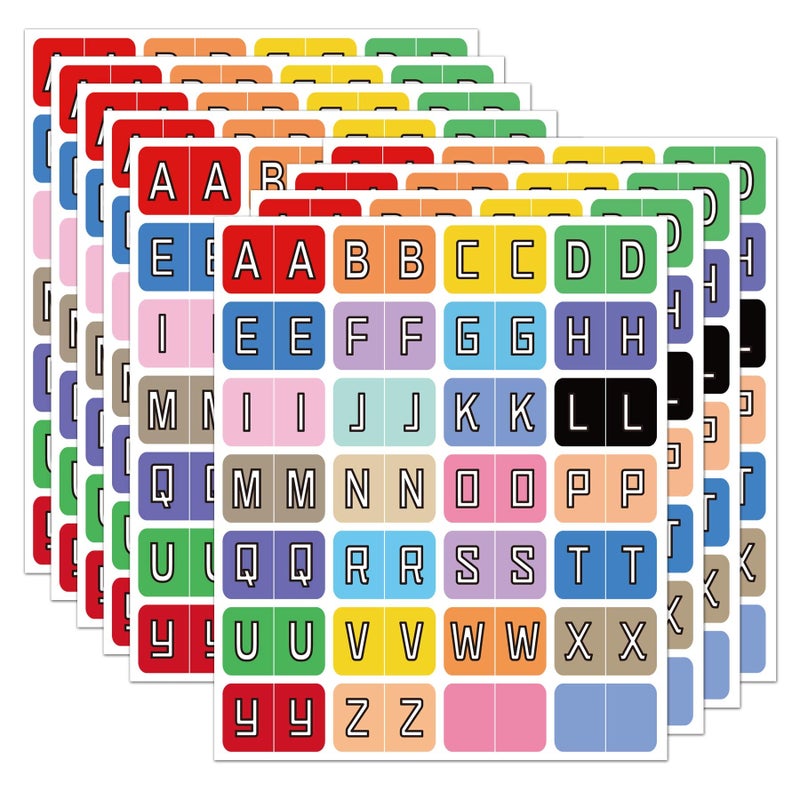 Well Tile Alphabet A to Z 26 Letters Index File Folder Labels Multicolor Alphabet Tabs - Color Coded A to Z Tab Dividers Stickers Alphabet Letters Teacher Supplies Stickers for Classroom Book Organizing 560 Pcs - Image 1