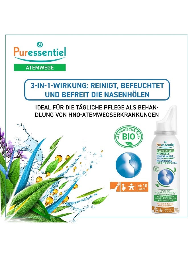 Puressentiel Bio Respiratory Nasal Hygiene Hydrating Spray 100ml | Sea Water with Marine Trace Elements & Organic Calendula | Cleanses Hydrates & Clears Nasal Passages, 3.38 fl oz - Image 3
