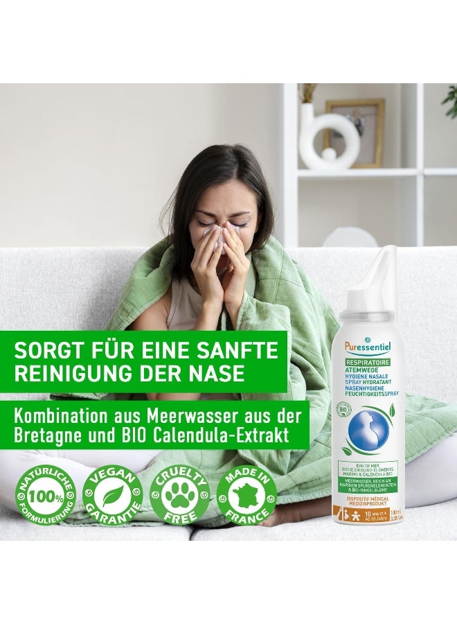 Puressentiel Bio Respiratory Nasal Hygiene Hydrating Spray 100ml | Sea Water with Marine Trace Elements & Organic Calendula | Cleanses Hydrates & Clears Nasal Passages, 3.38 fl oz - Image 2
