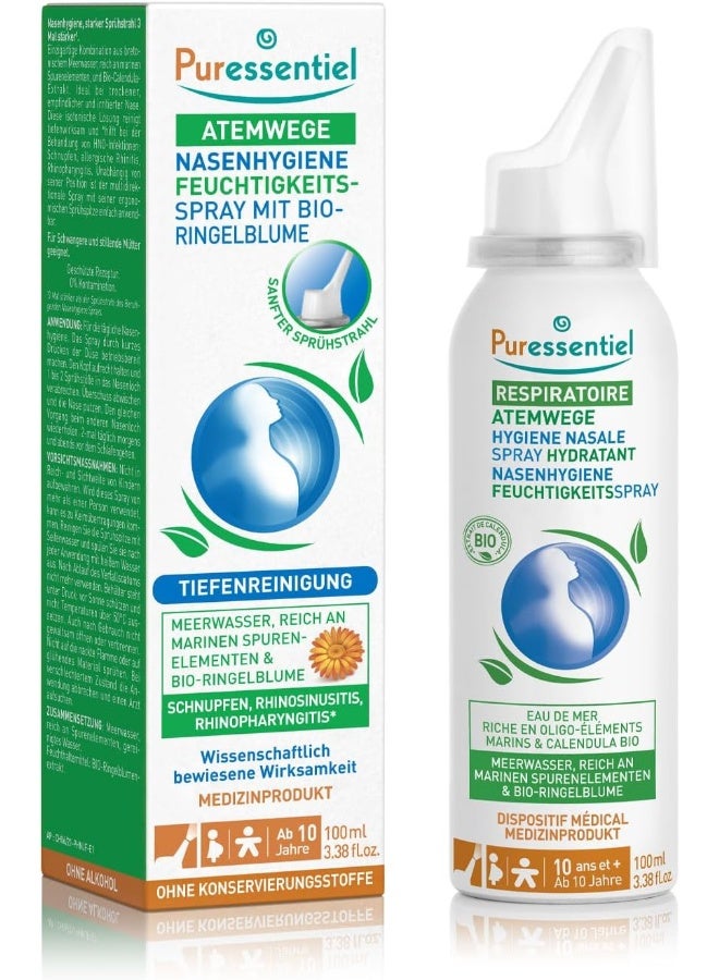 Puressentiel Bio Respiratory Nasal Hygiene Hydrating Spray 100ml | Sea Water with Marine Trace Elements & Organic Calendula | Cleanses Hydrates & Clears Nasal Passages, 3.38 fl oz - Image 1