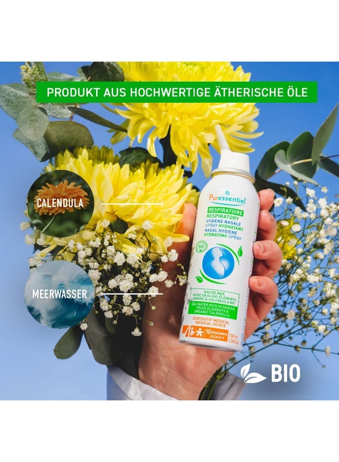 Puressentiel Bio Respiratory Nasal Hygiene Hydrating Spray 100ml | Sea Water with Marine Trace Elements & Organic Calendula | Cleanses Hydrates & Clears Nasal Passages, 3.38 fl oz - Image 5