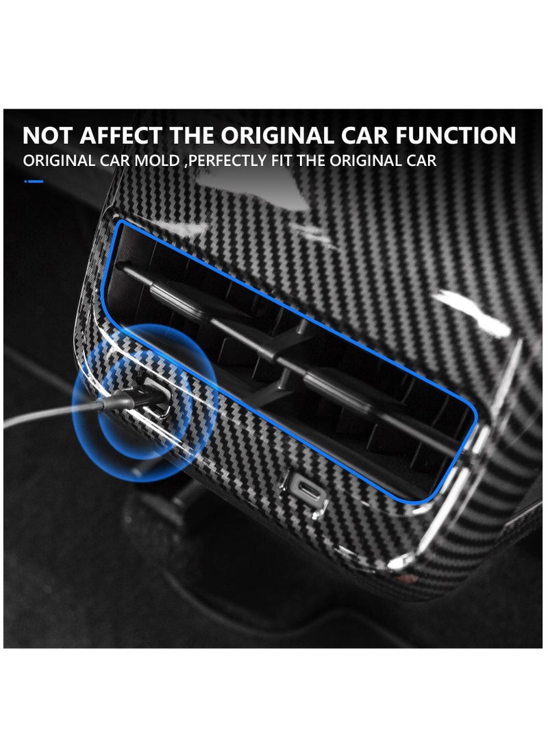 Rear Air Conditioning Vent Cover for Tesla Model 3 & Model Y, Glossy Carbon Fiber Pattern Trim, Anti-Kick Cover Protector for Tesla Accessories. - Image 3