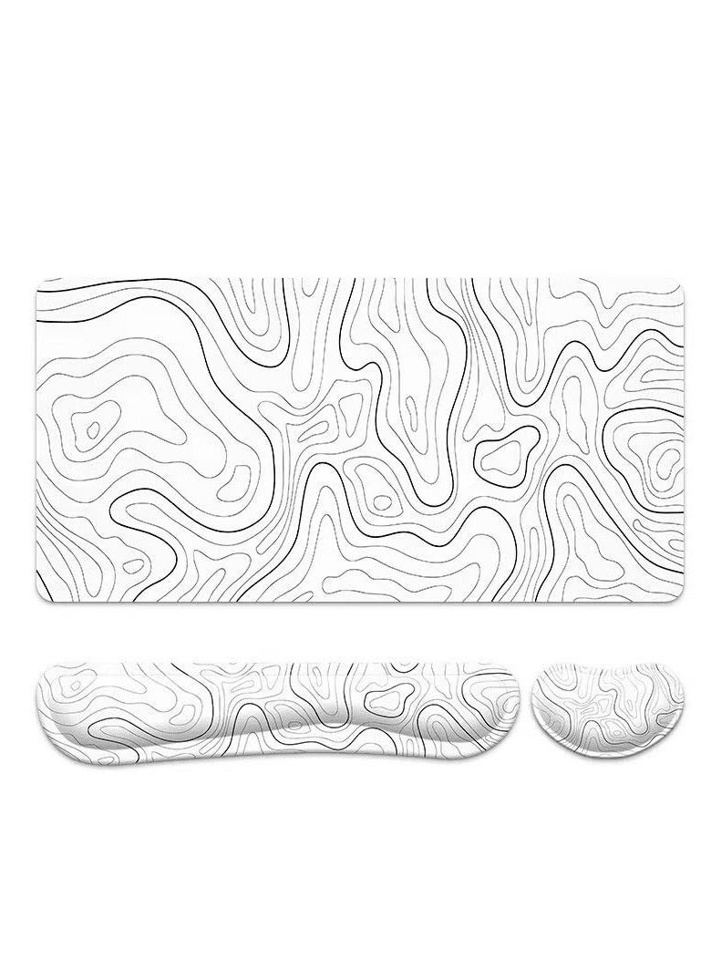Rock Pow Extended Mouse Pad and Keyboard Wrist Rest 3-in-1 Gaming Mouse Pad XXL Set Ergonomic Wrist Rest for Computer Keyboards Non-Slip Desk Mat Protector 31.5" X 15.7" Ink Painting Forest