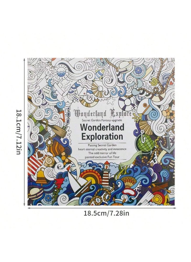 4 Art Colouring Book Multicolour and 12 High Quality Colored Pencils,Secret Garden Adult Decompression Coloring Book Stress Relief Hand-Painted Picture Painting Picture Book 25x25cm