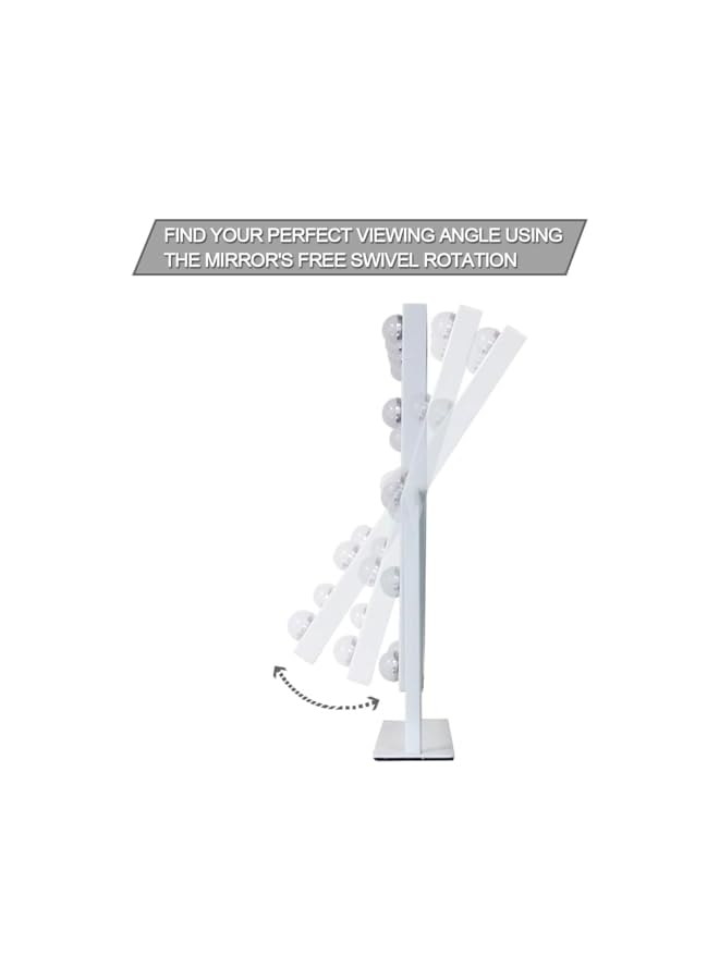 Makeup Mirror with Lights Lighted Makeup Mirror with 12 Dimmable Bulbs and 3 Color Lighting Modes Smart Touch Control Plug in Light Up Mirror (White) MIRR012